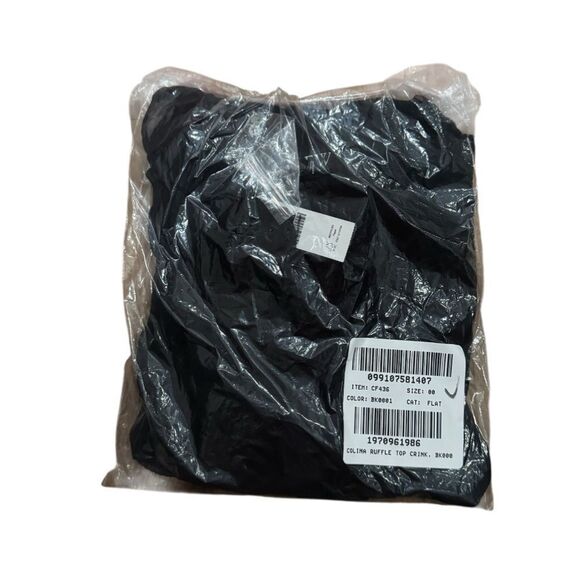 NWT J CREW Ruffle button-up shirt in crinkle chiffon in black - Picture 6 of 7